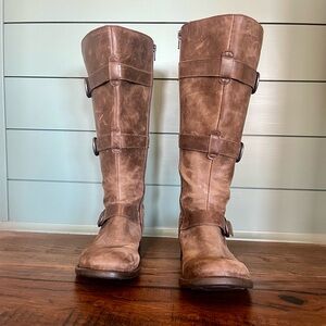 Brown Leather Knee-High Boots